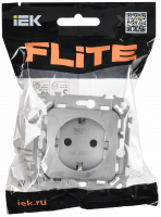 FLITE Розетка с заземлением с защитными шторками безвинтовое крепление 16А РСш11-1-ФлА алюминий IEK FI-R14-16-1-K47