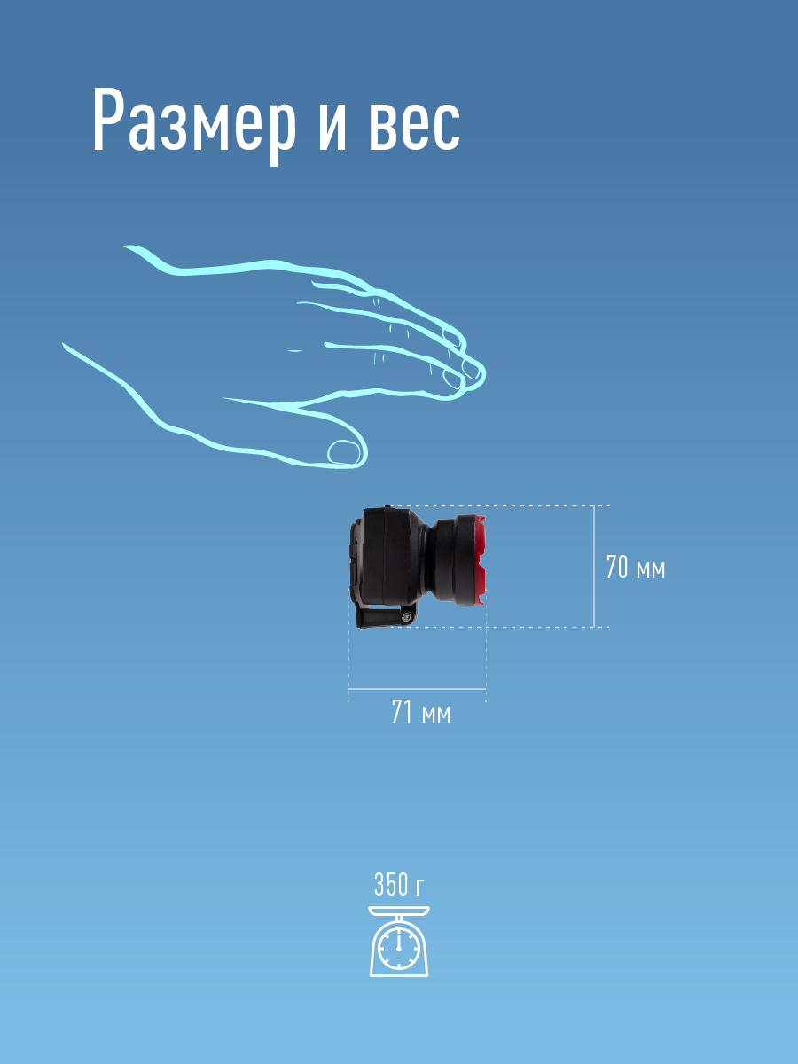 Фонарь налобный аккумуляторный, 1W, аккум. 4V 0,5Ah, 140Лм, 12 часов Космос KOCAccuH1WLED