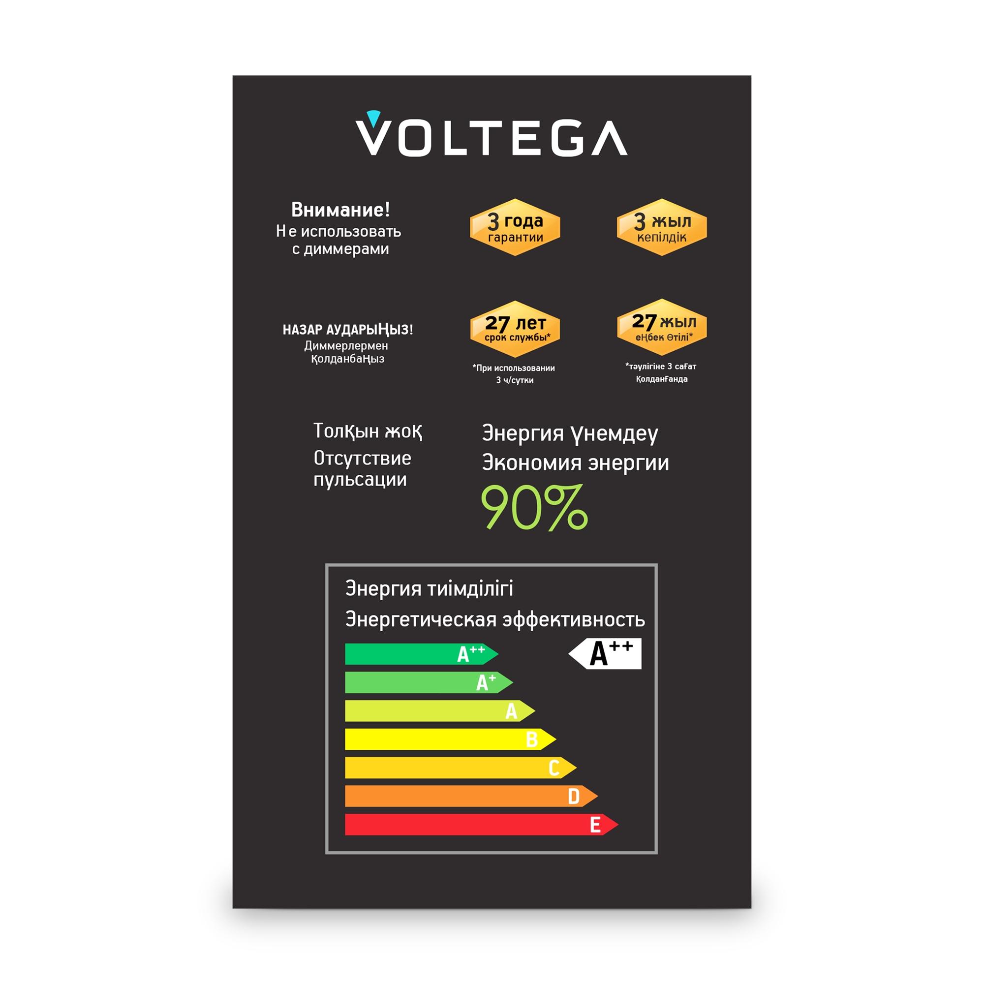 Лампа светодиодная Loft Led G955 3W 2500К E27 Voltega 8557