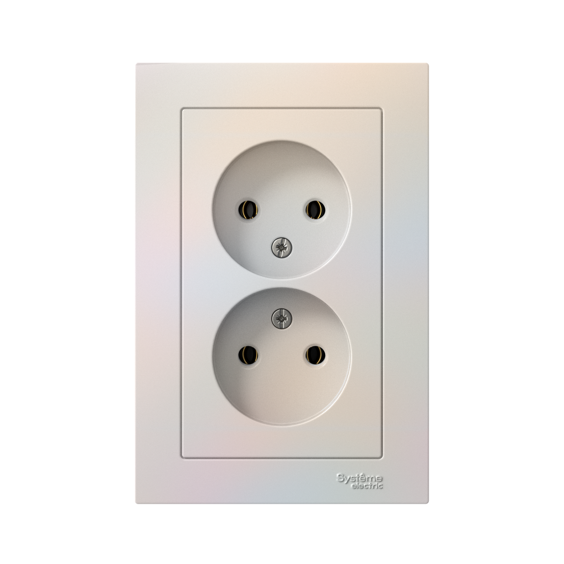 Розетка ATLASDESIGN двойная без заземления 16А в сборе жемчуг Systeme Electric ATN000420