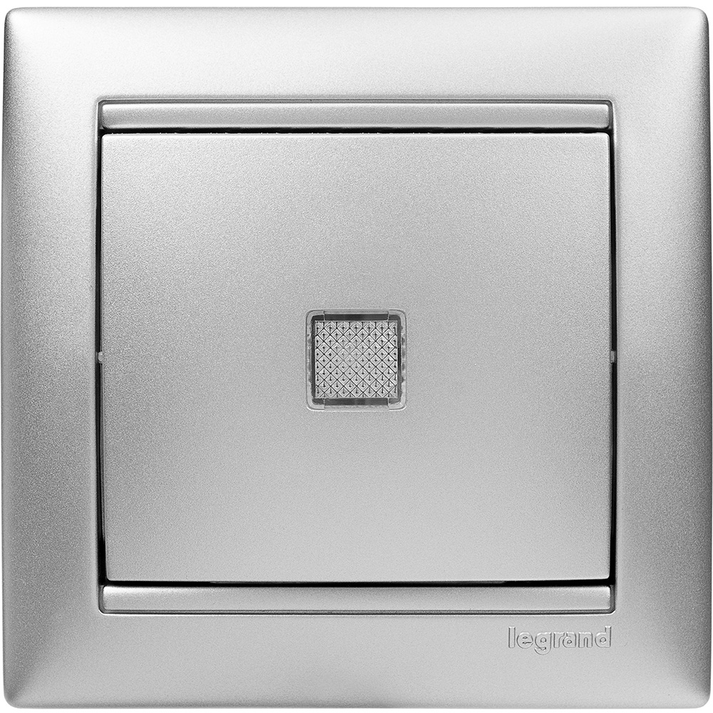 Выключатель одноклавишный, с подсветкой, в рамку, алюминий Legrand/Daccord 770110