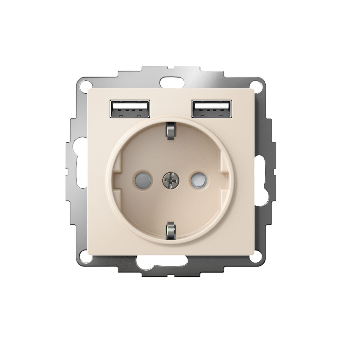 РОЗЕТКА ATLASDESIGN 16А c 2 USB A+A, 5В/2,4А, 2х5В/1,2А, механизм, БЕЖЕВЫЙ Systeme Electric ATN000230