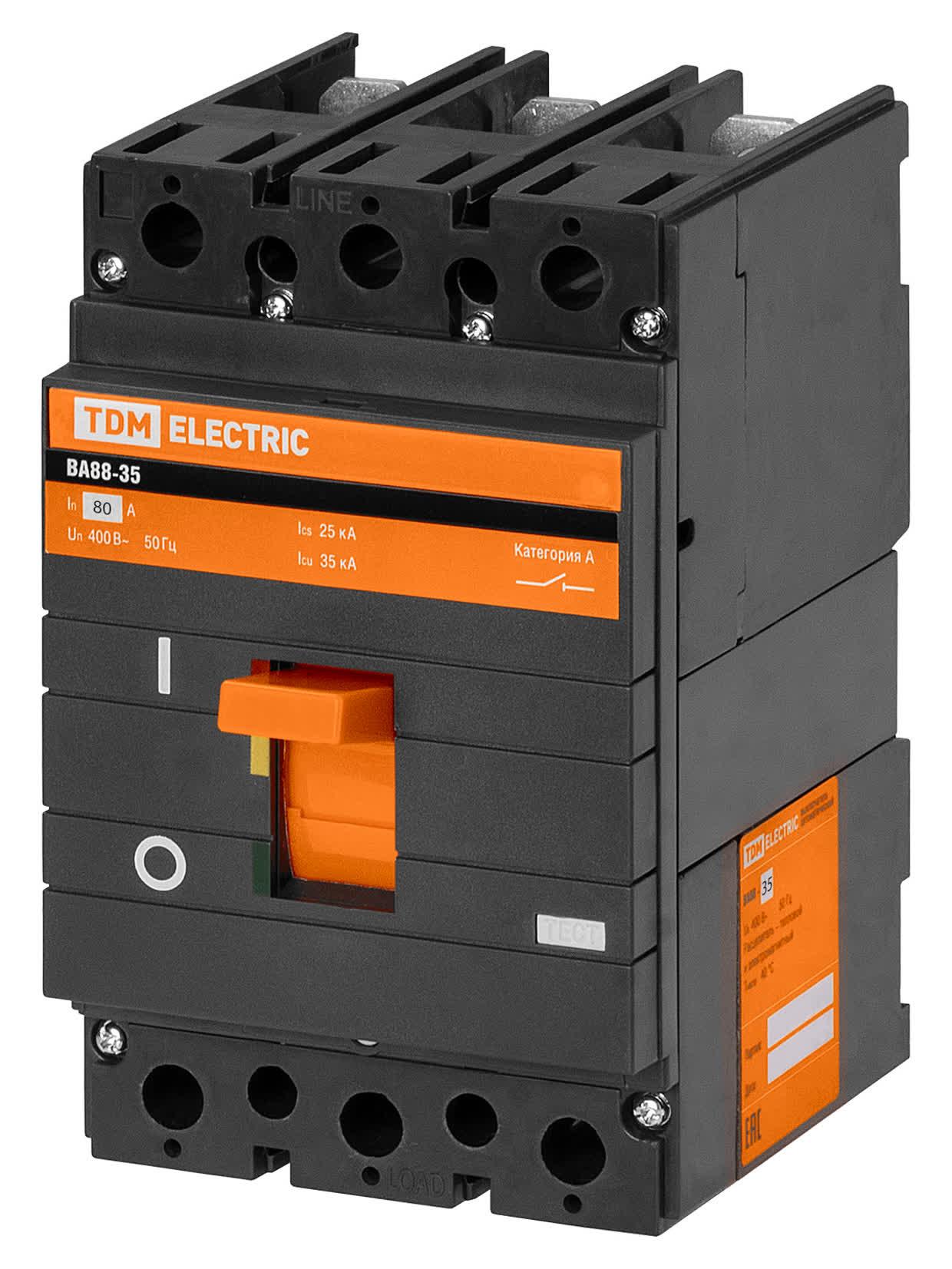 Выключатель автоматический ВА88-35 3Р 80А 35кА TDM ELECTRIC SQ0707-0067