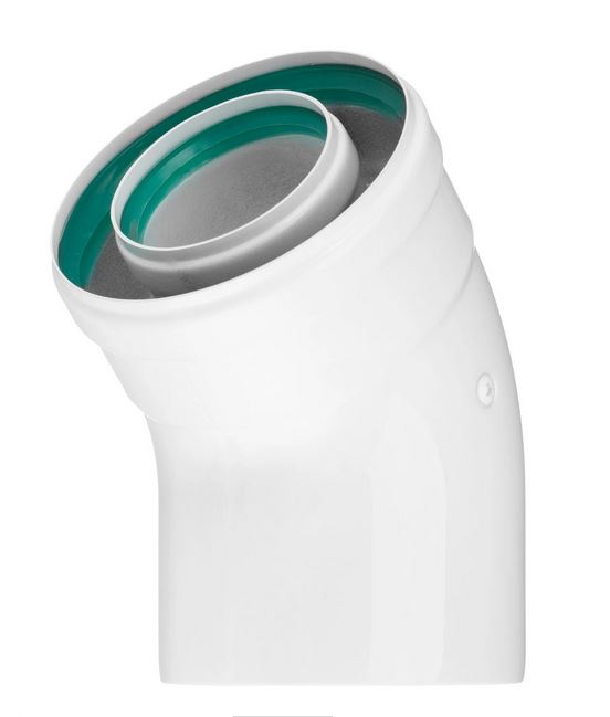 Отвод 45 град коаксиальный d 60/100 мм УТДК 01.01.016.000