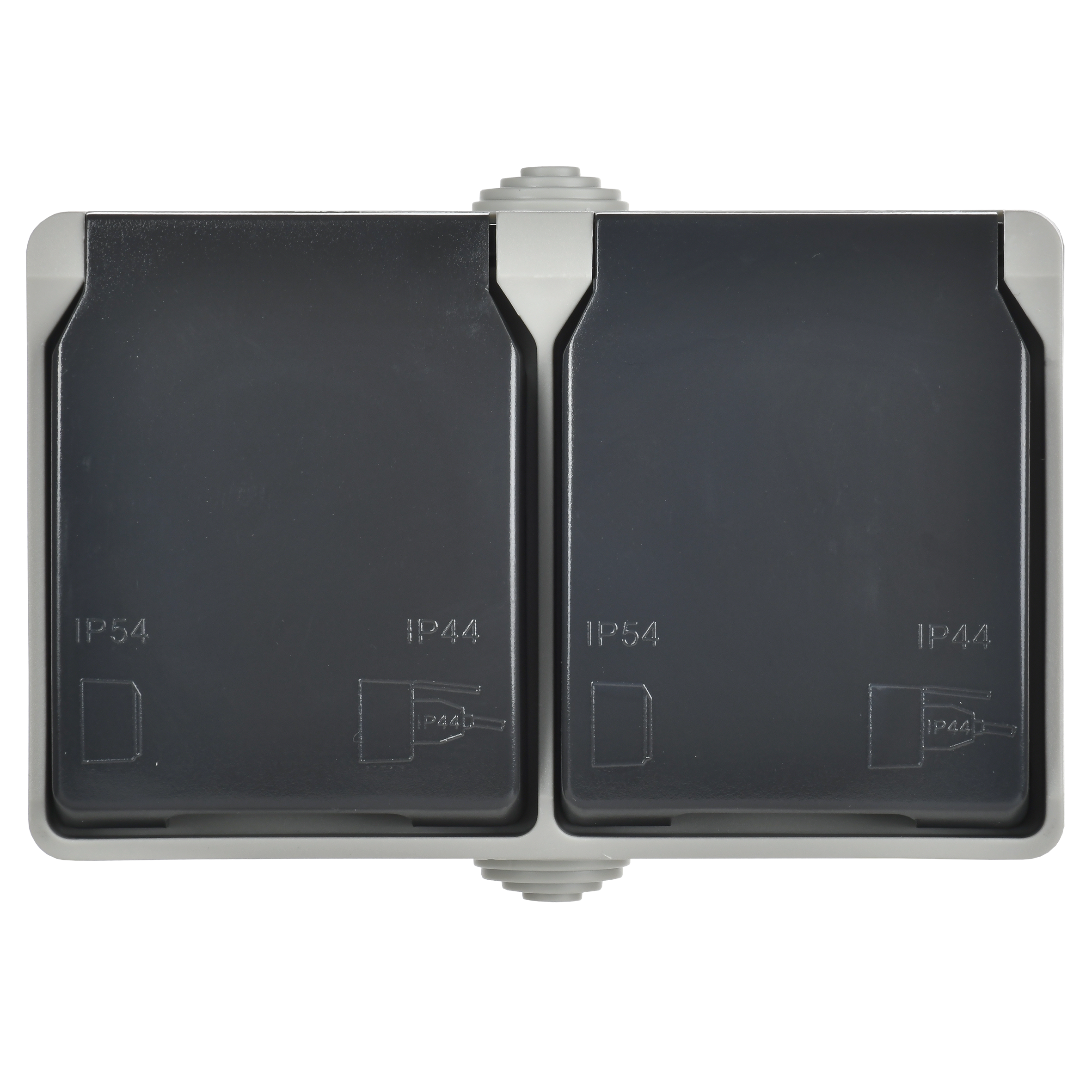 ФОРС Розетка двойная наружная с заземлением с крышкой IP54 IEK ERS22-K03-16-54-DC
