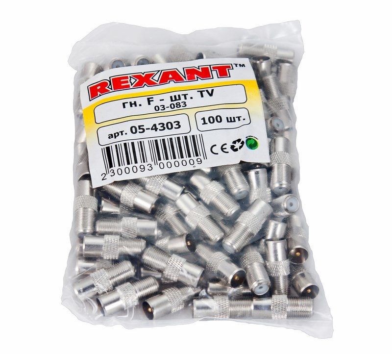 Переход гнездо F - штекер TV, REXANT 05-4303