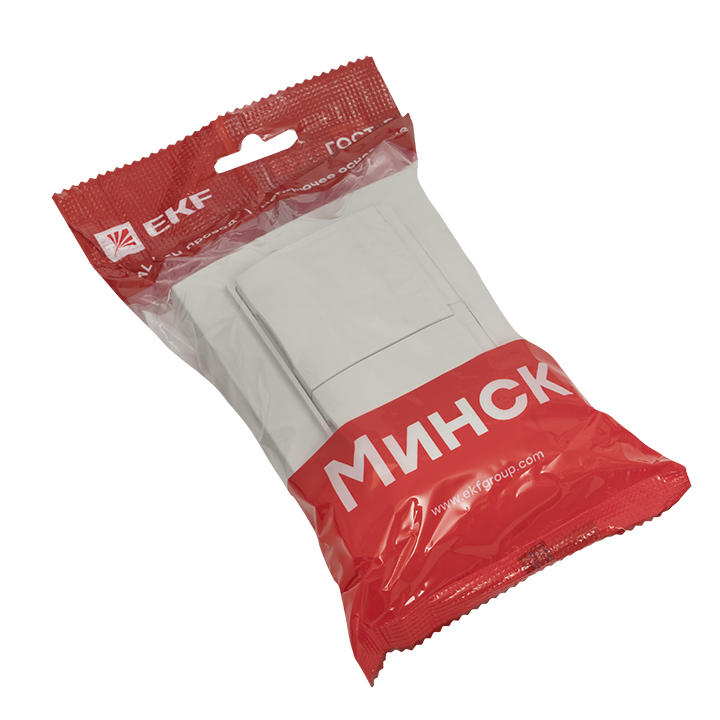 Минск Розетка 2-местная СП с/з с крышкой 16А белаяс защ. штор. IP44 EKF ERR16-129-200-44