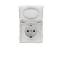 Розетка силовая, 2P+E, с з/ш, с крышкой, IP44, KANT, белый песок DKC 7010013
