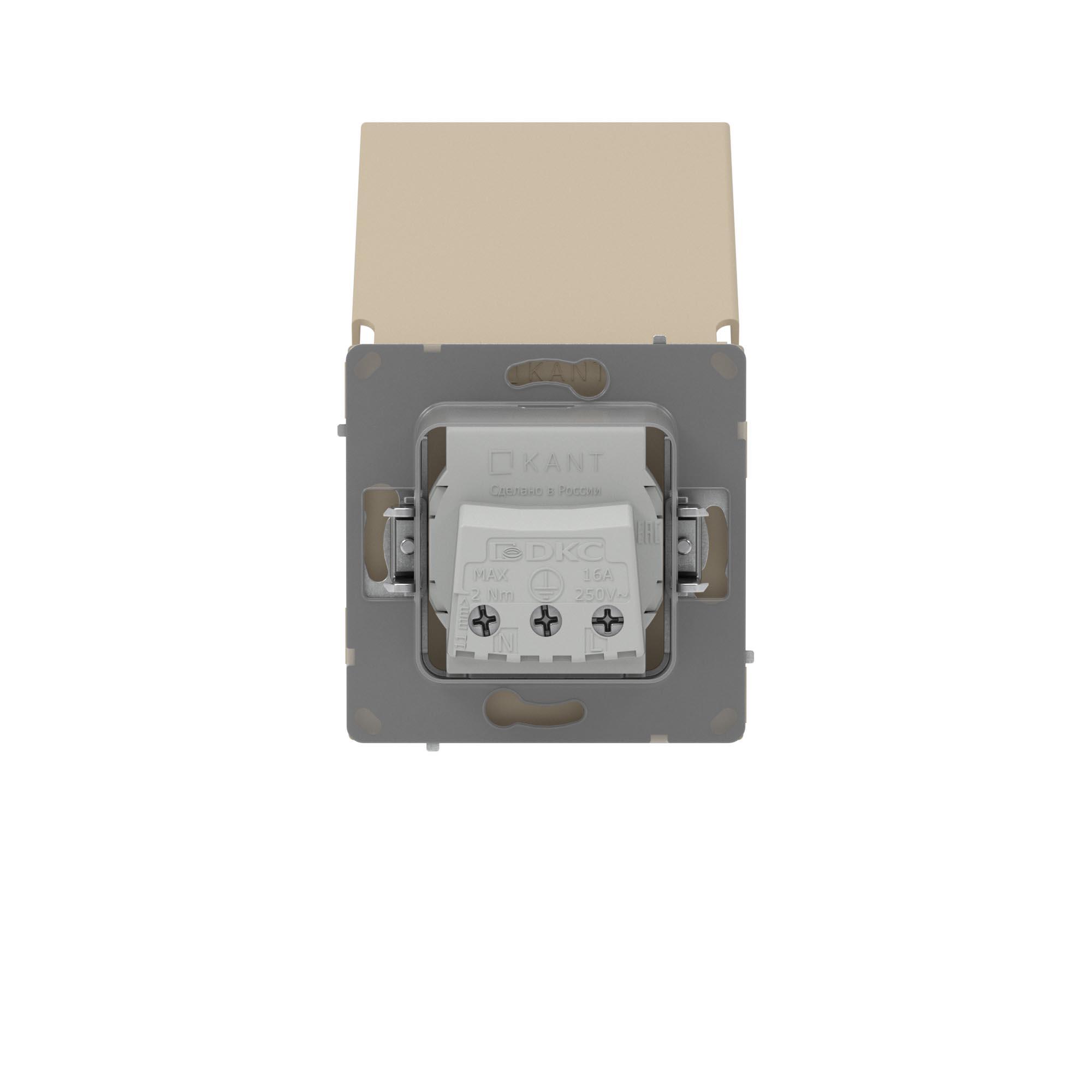 Розетка силовая, 2P+E, с з/ш, с крышкой, IP44, KANT, ванильный марципан DKC 7015013