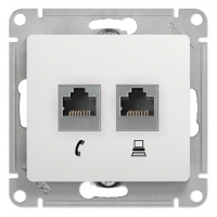 GLOSSA Розетка телефон/компьютер RJ11+RJ45 категория 5е в рамку белая Systeme Electric GSL000185