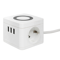 Удлинитель Куб 2 гнезда 3USB 2,4А+зарядное        устройство 1,3 метра 1мм2 EKF UBA-CUB-3-WC
