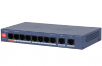 Коммутатор управляемый  L2 10 портов RJ45/Combo /SFP 10 100 1000 Мб/с PoE 60Вт Dahua DH-CS4010-8ET2GT-60