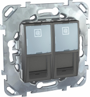 UNICAtop Розетка компьютерная 2хRJ45 в рамку графит Schneider Electric MGU5.2020.12ZD