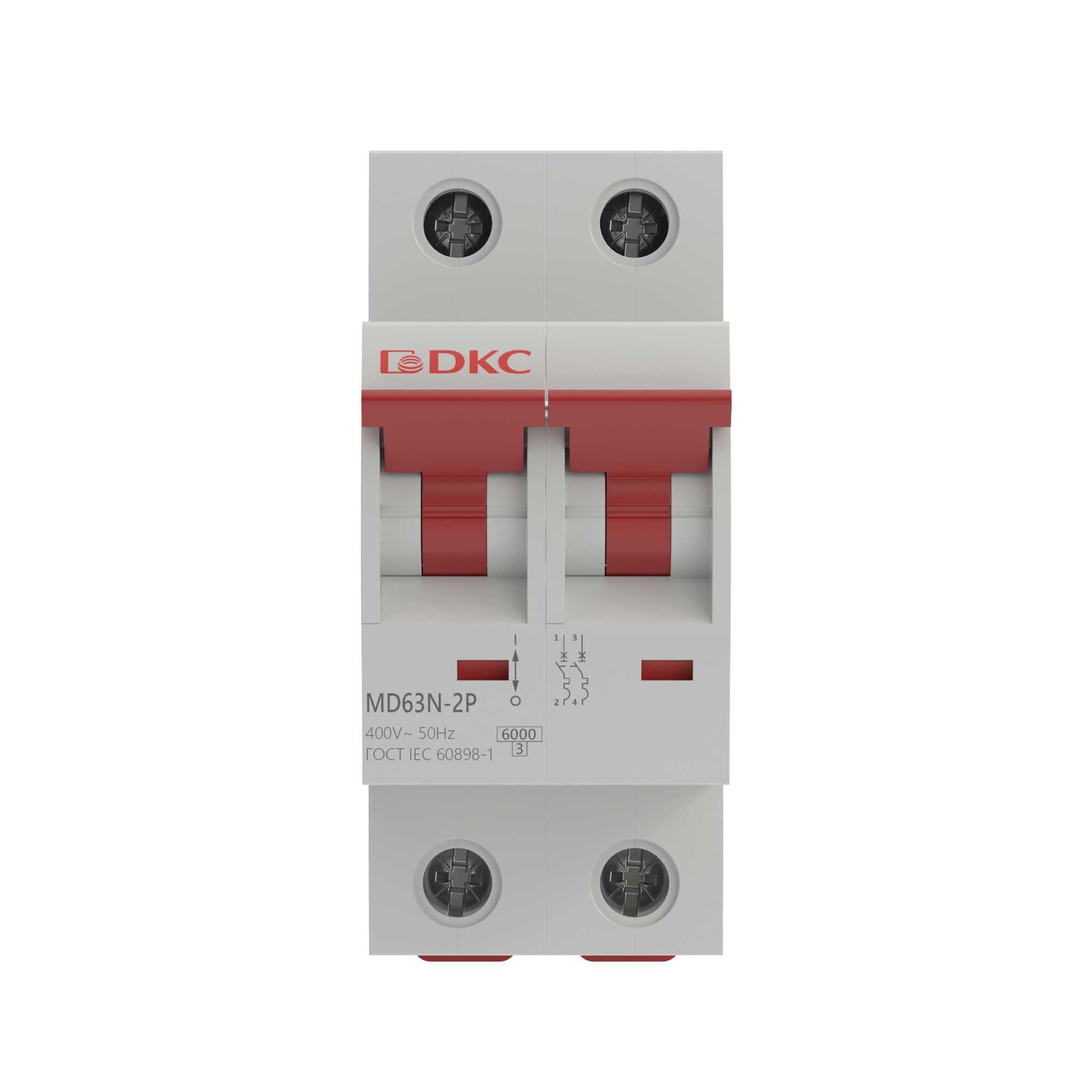 Выключатель автоматический двухполюсный50А C 6кА DKC MD63N-2PC50