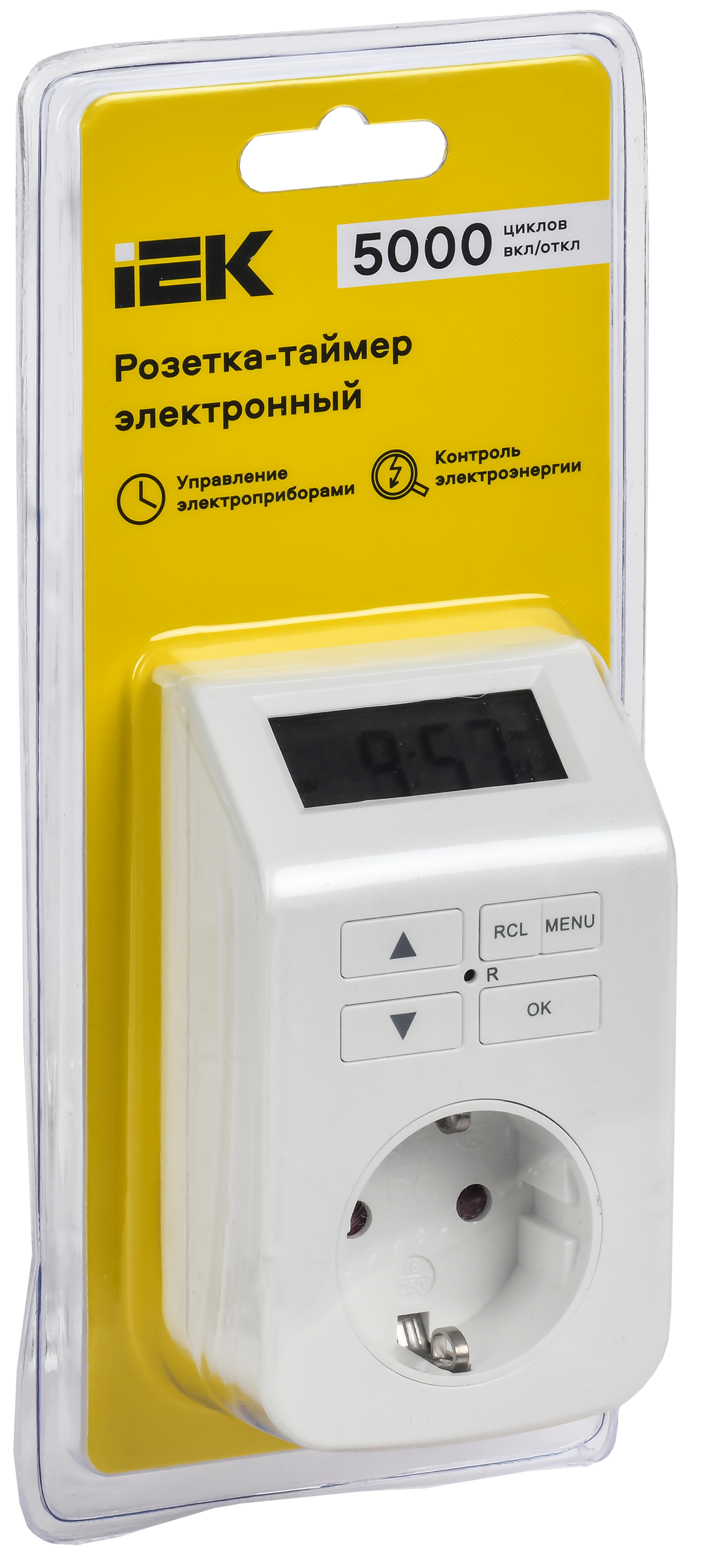 РТЭ-5 Розетка-таймер электронный 1мин 7дн 112on/off 16А IP20 белая IEK ERT10-1-16-N-01-6-K01