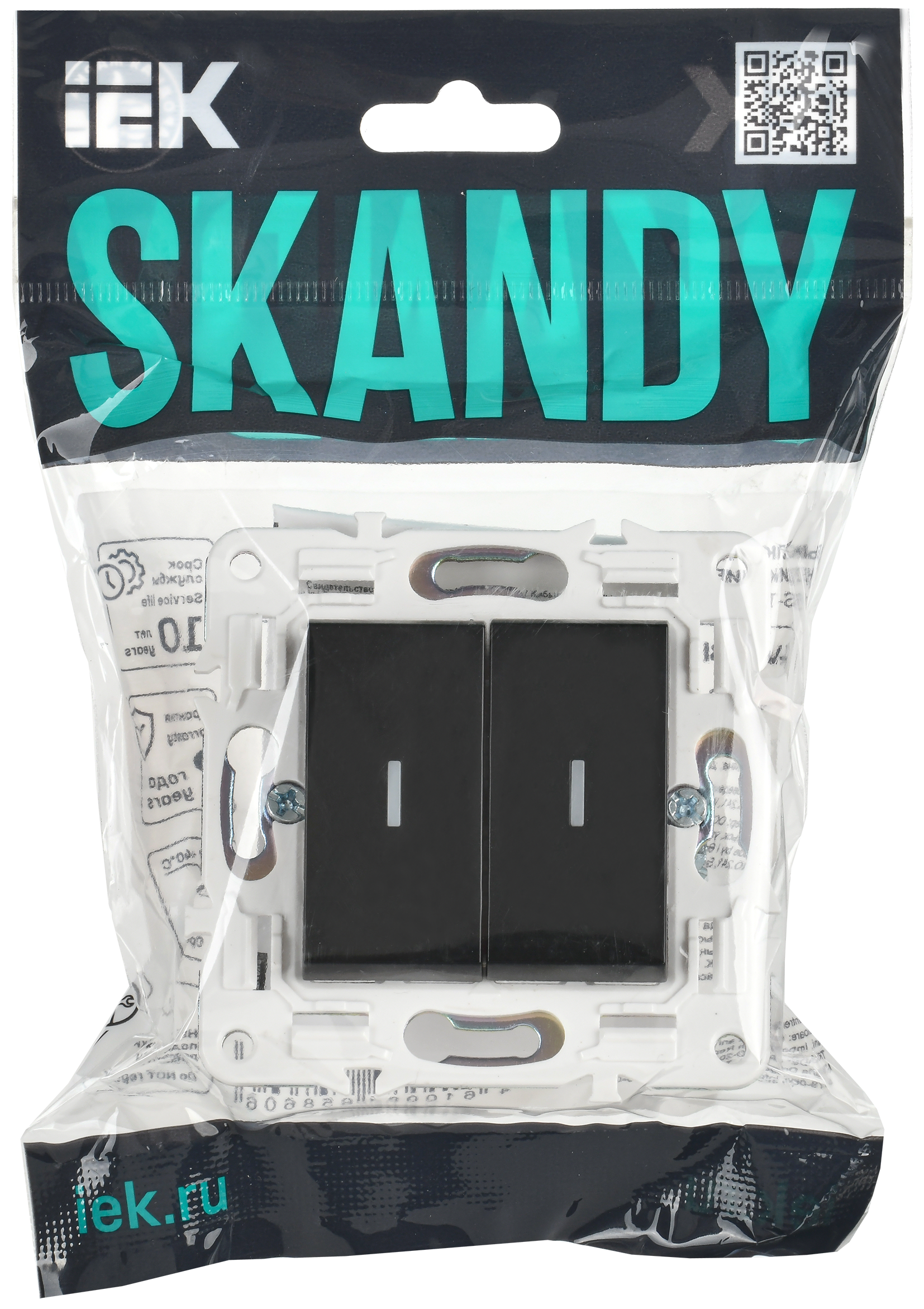 SKANDY Выключатель 2-клавишный с индикацией 10А SK-V09Bl черный IEK SK-V20-1-10-K02
