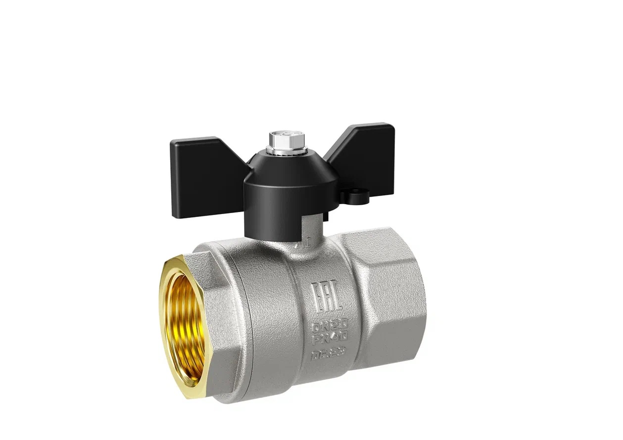 Кран шаровой латунный никелированный 11б27п1 Ду15 Ру40 (1/2') ВР/ВР бабочка LD Pride LD Pride 47.15.В-В.Б LD 47.300.15