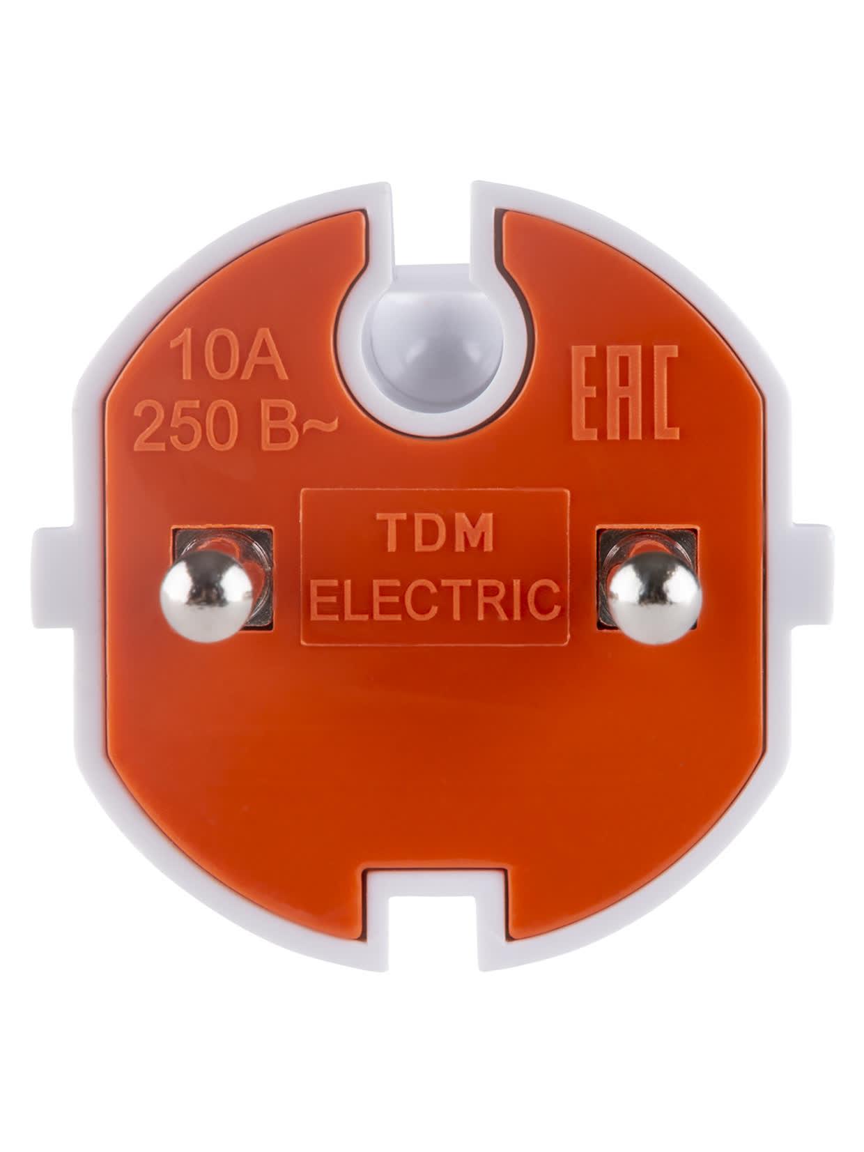 Вилка б/з белая с красной вставкой 10А 250В TDM TDM ELECTRIC SQ1806-0209