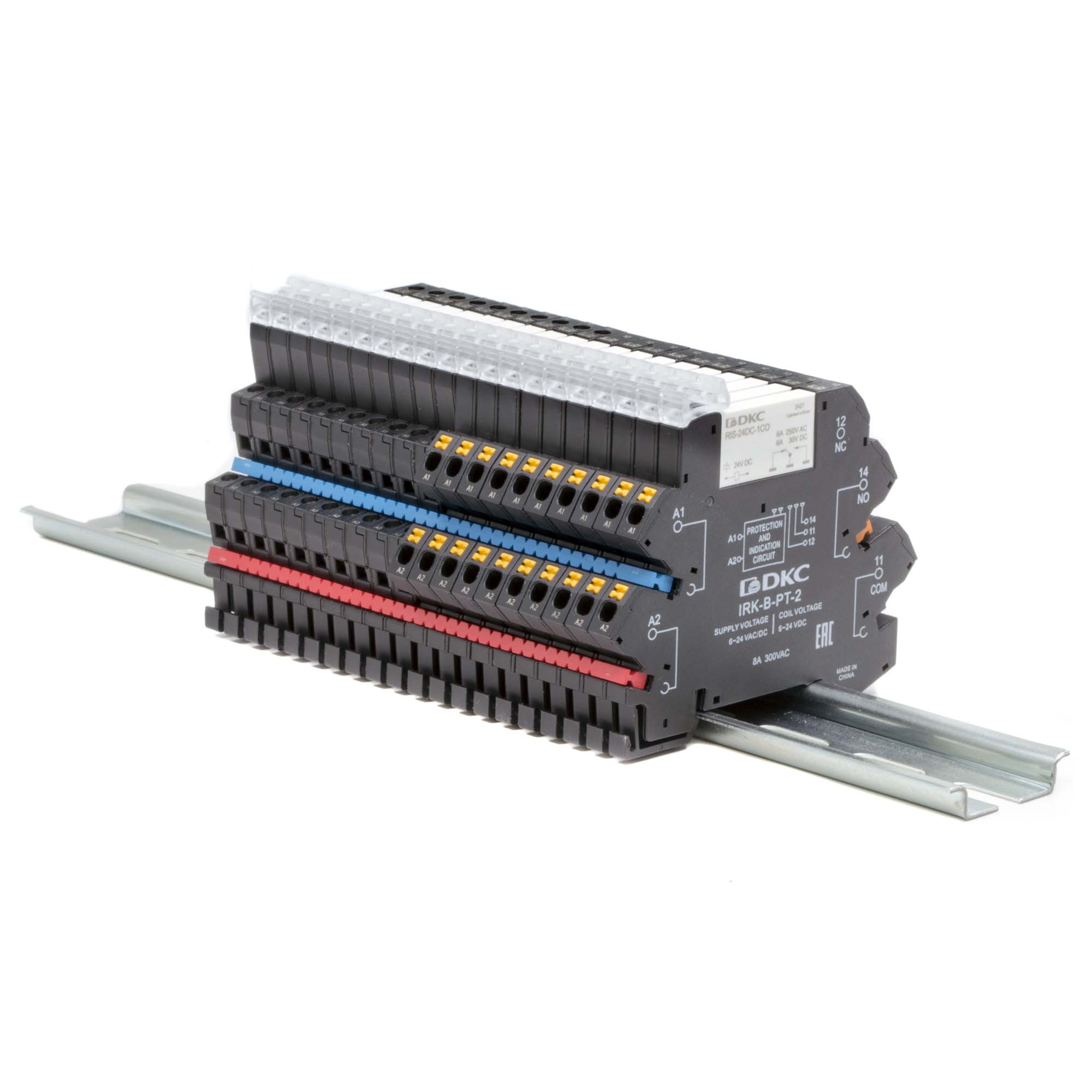 Реле интерфейсное, 1CO, ком. ток 6А, AgSnO2, напряжение 230V AC/DC, push-in клеммы. DKC IRK-230UC-1CO-PT