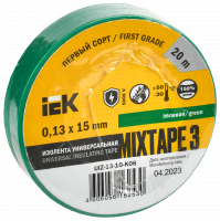 Изолента ПВХ зеленая15мм 20м IEK UIZ-13-10-K06