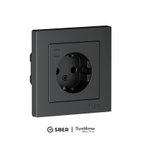 ATLASDESIGN SMART РОЗЕТКА с заземл., со шт., Zigbee, L+N, 16А, мех., КАРБОН Systeme Electric ATN001045Z