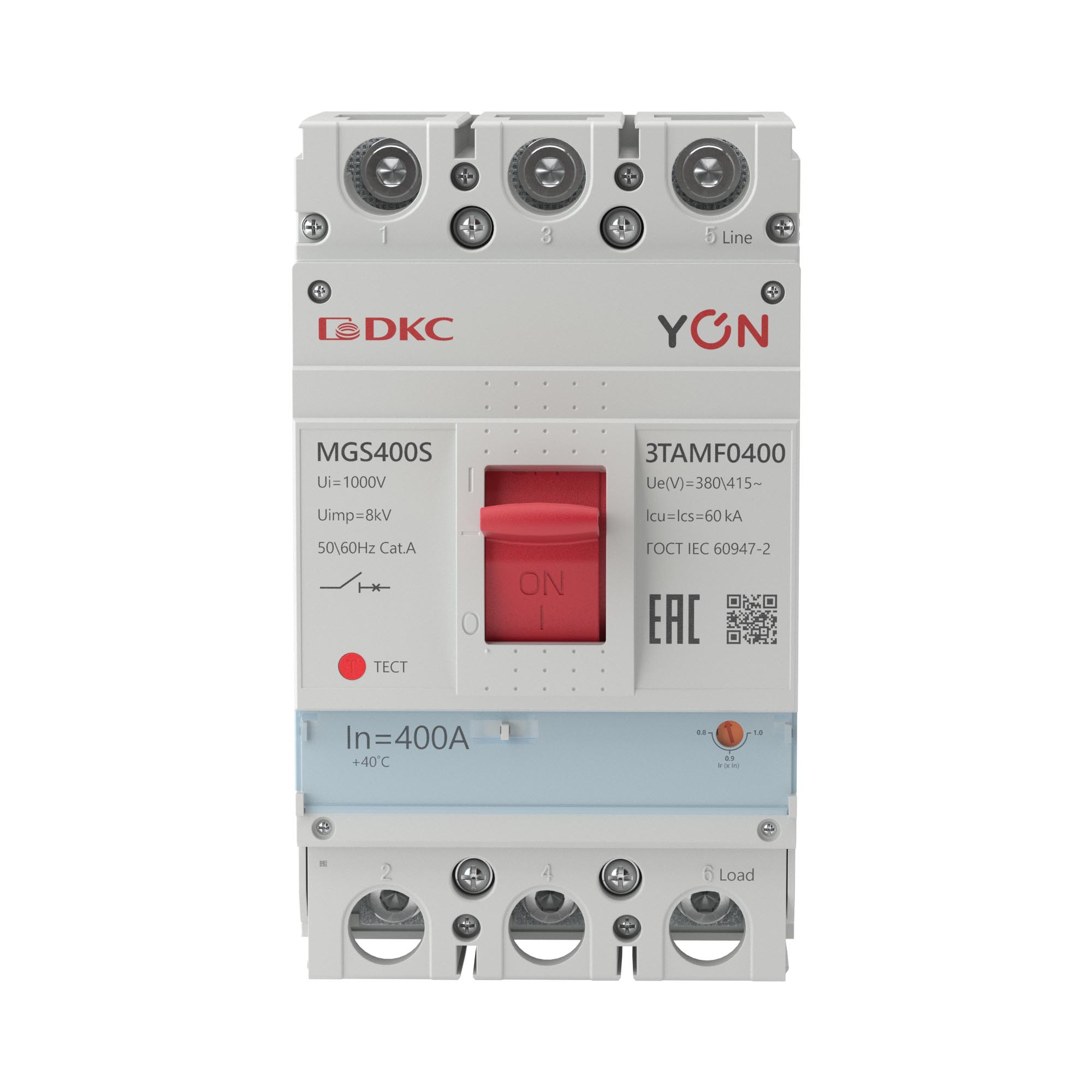Автоматический выключатель YON MGS400 3P 320-400A 60kA DKC MGS400S-3TAMF0400