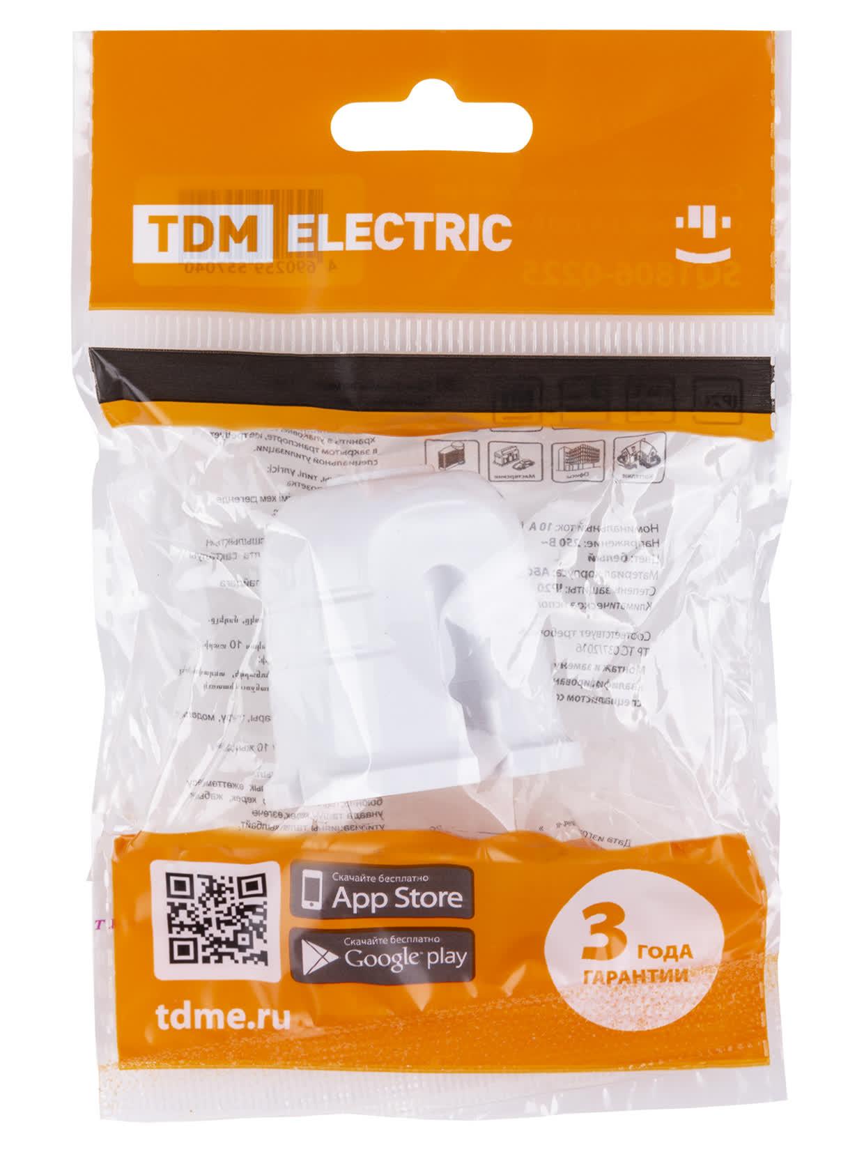 Кабельная розетка б/з белая с красной вставкой 10А 250B белая TDM TDM ELECTRIC SQ1806-0213