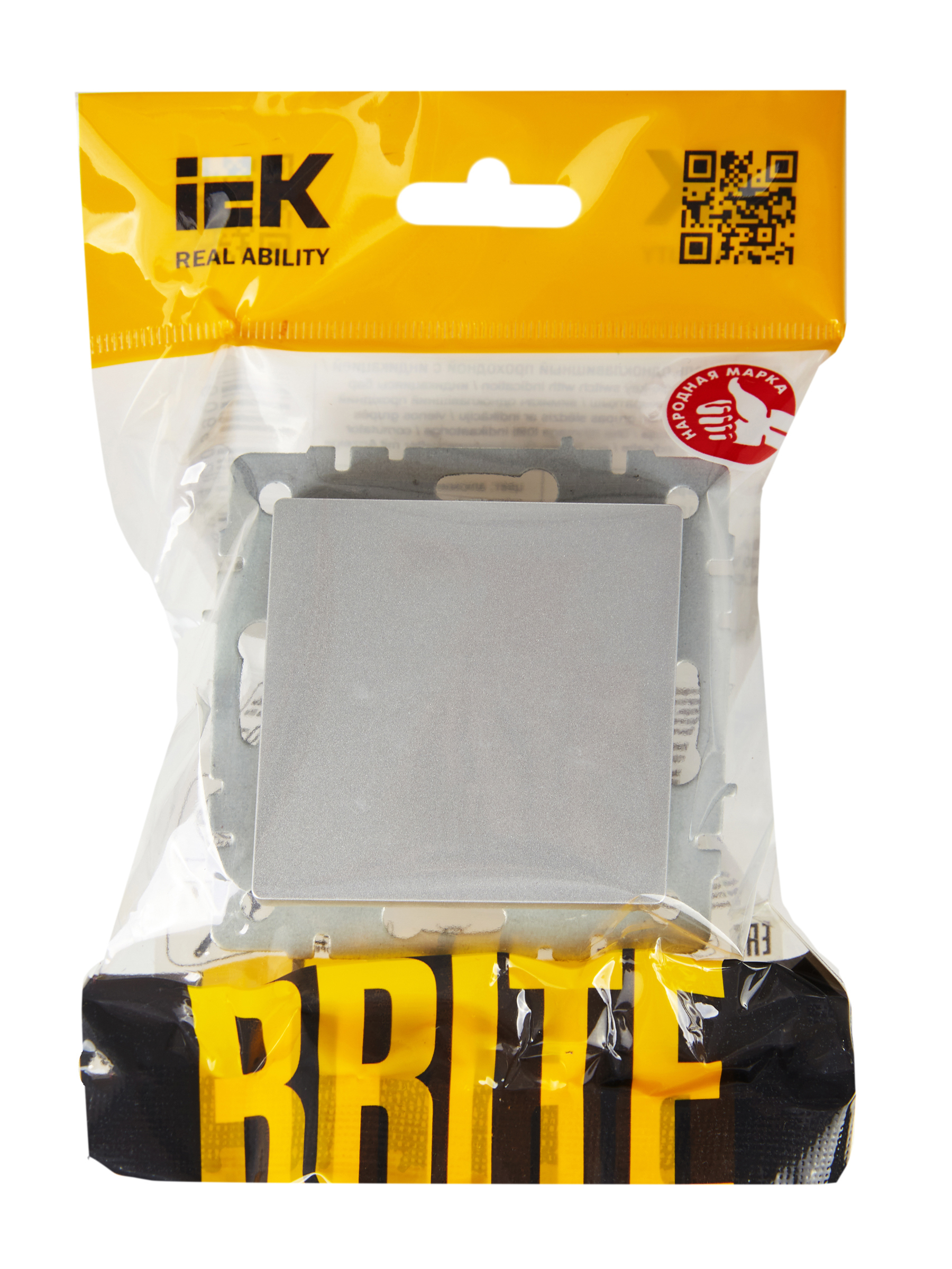 BRITE Выключатель одноклавишный проходной 10А ВС10-1-6-БрА алюминий IEK BR-V12-0-10-K47