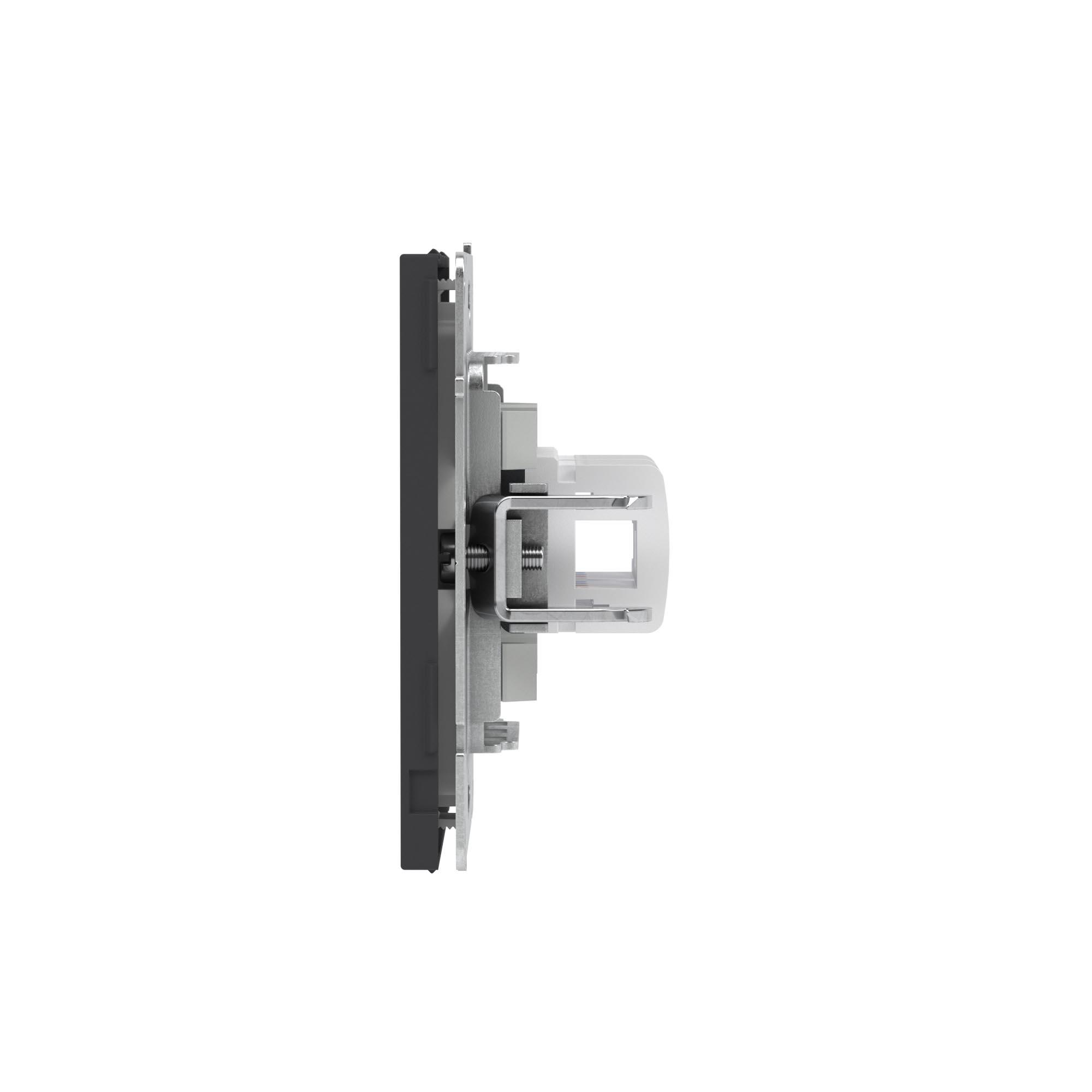 Компьютерная розетка RJ-45 без шторки, кат.6А двойная, KANT, черный уголь DKC 7012674
