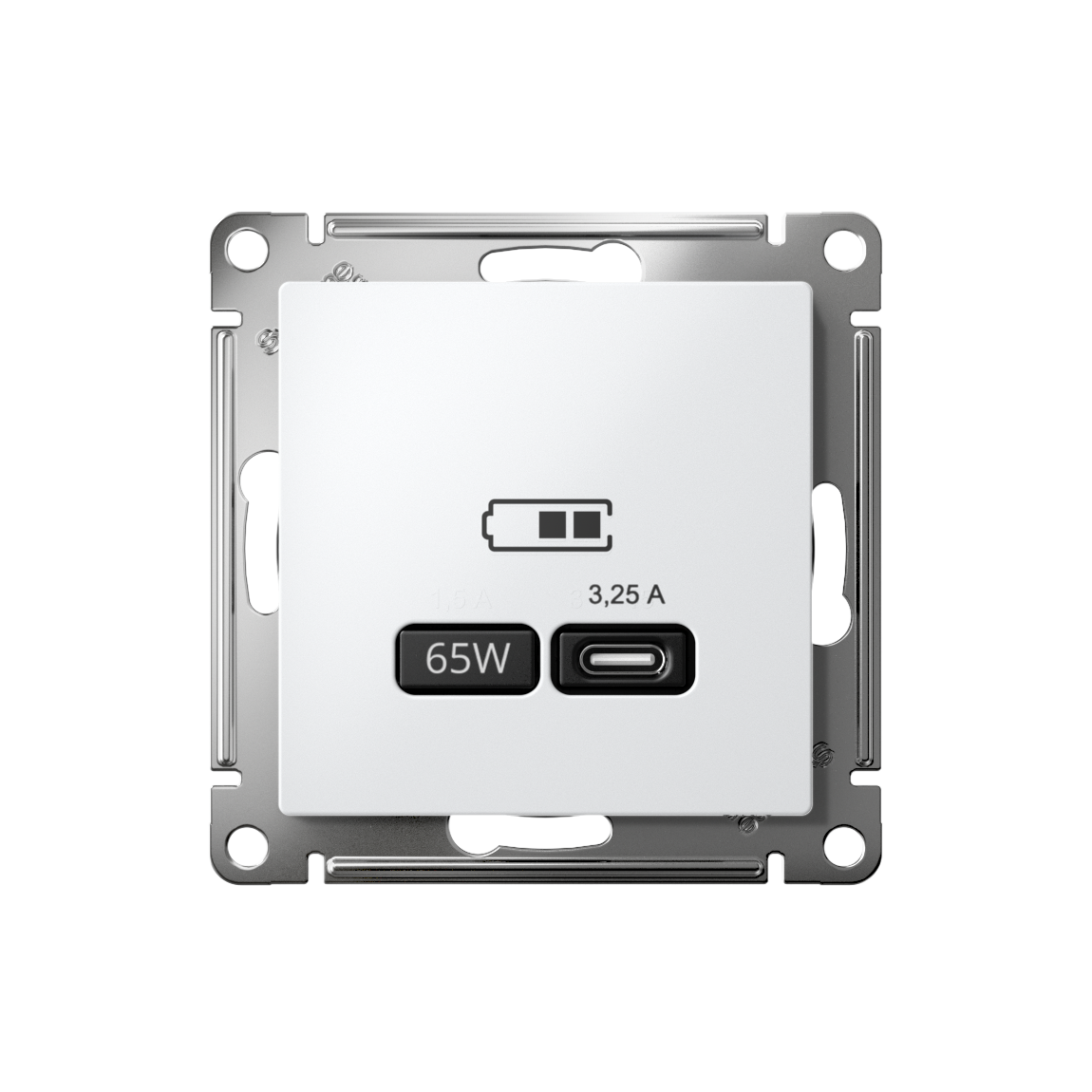 ATLASDESIGN USB РОЗЕТКА тип-C 65W высокоскор.заряд. QC, PD, механизм, БЕЛЫЙ Systeme Electric ATN000127