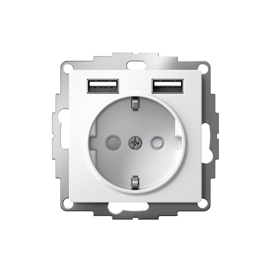 ATLASDESIGN РОЗЕТКА 16А с 2 USB A+A, 5В/2,4А, 2х5В/1,2А, механизм, БЕЛЫЙ Systeme Electric ATN000130