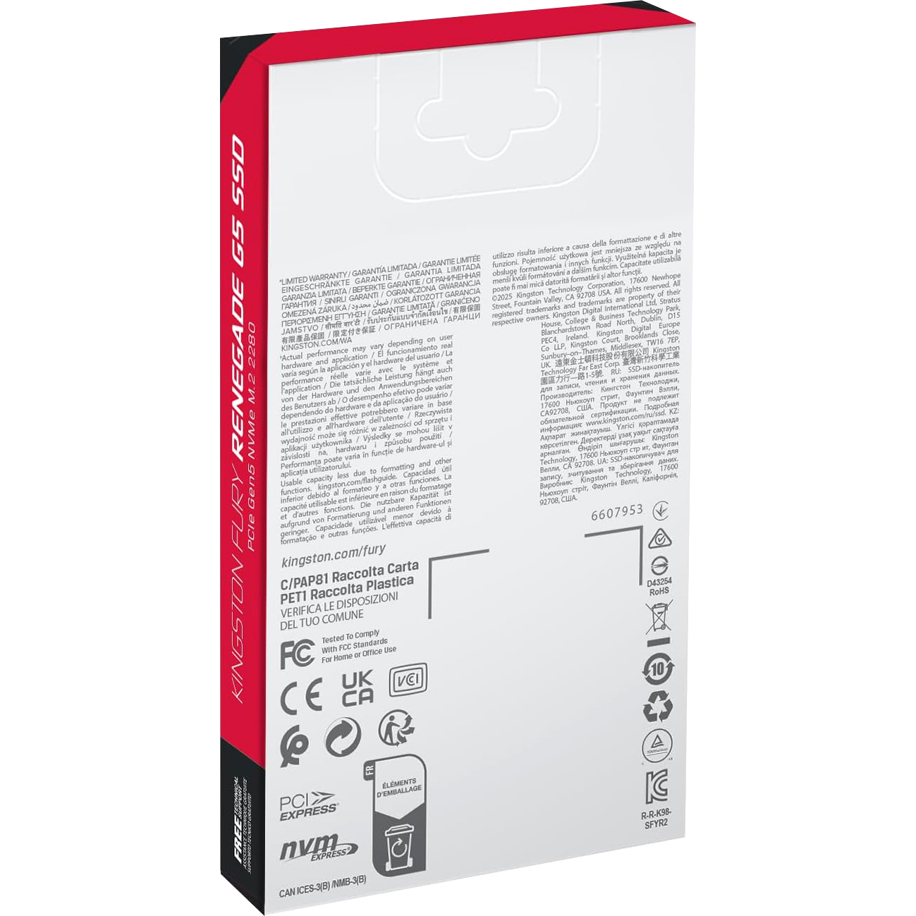 Накопитель SSD M.2 2280 1 ТБ Fury Renegade, PCIe 5.0 x4, 3D TLC, 14200/11000 Мб/с Kingston SFYR2S/1T0 214101