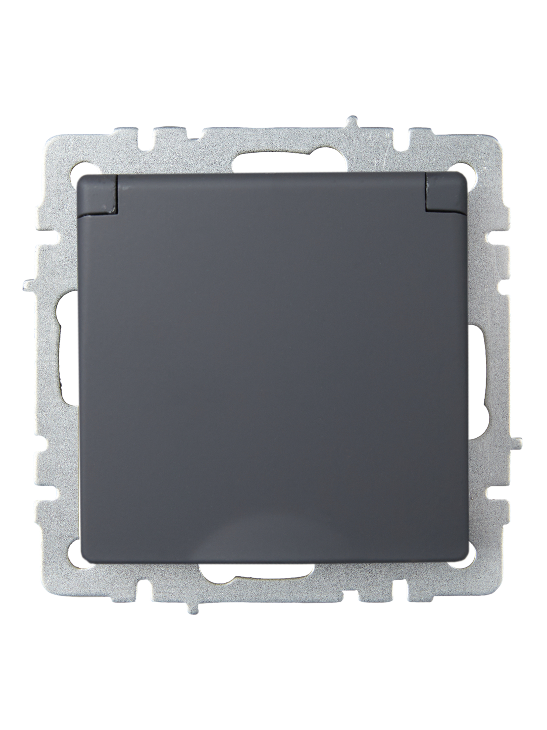 BRITE Розетка с заземлением с защитными шторками и крышкой 16А IP20 РСбш10-3-БрГ графит IEK BR-R16-16-K53