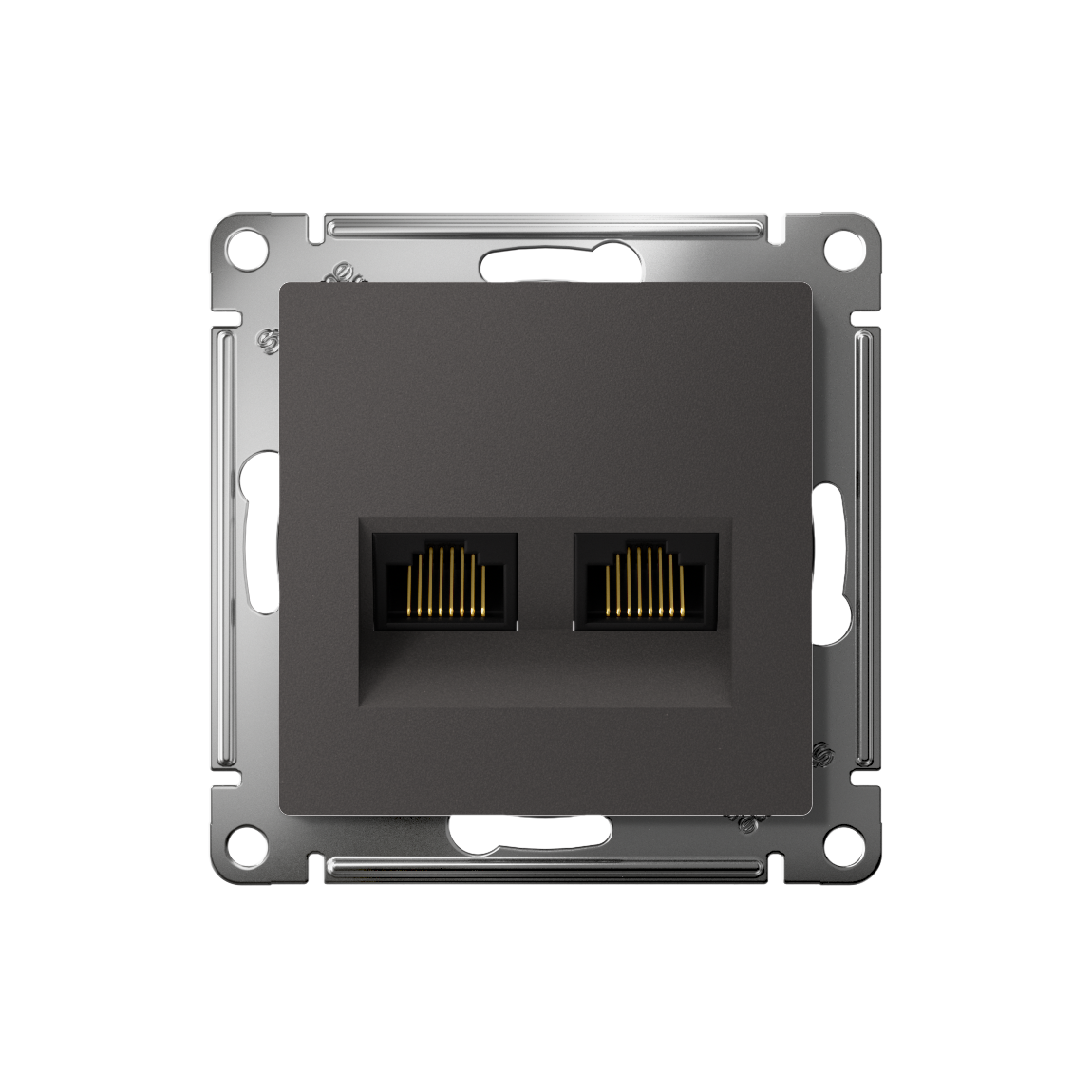 ATLASDESIGN РОЗЕТКА двойная компьютерная RJ45+RJ45, кат.5Е, механизм, БАЗАЛЬТ Systeme Electric ATN001485