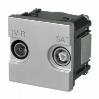 Zenit Розетка телевизионная TV-R-SAT одиночная с накладкой серебро ABB N2251.3 PL 2CLA225130N1301