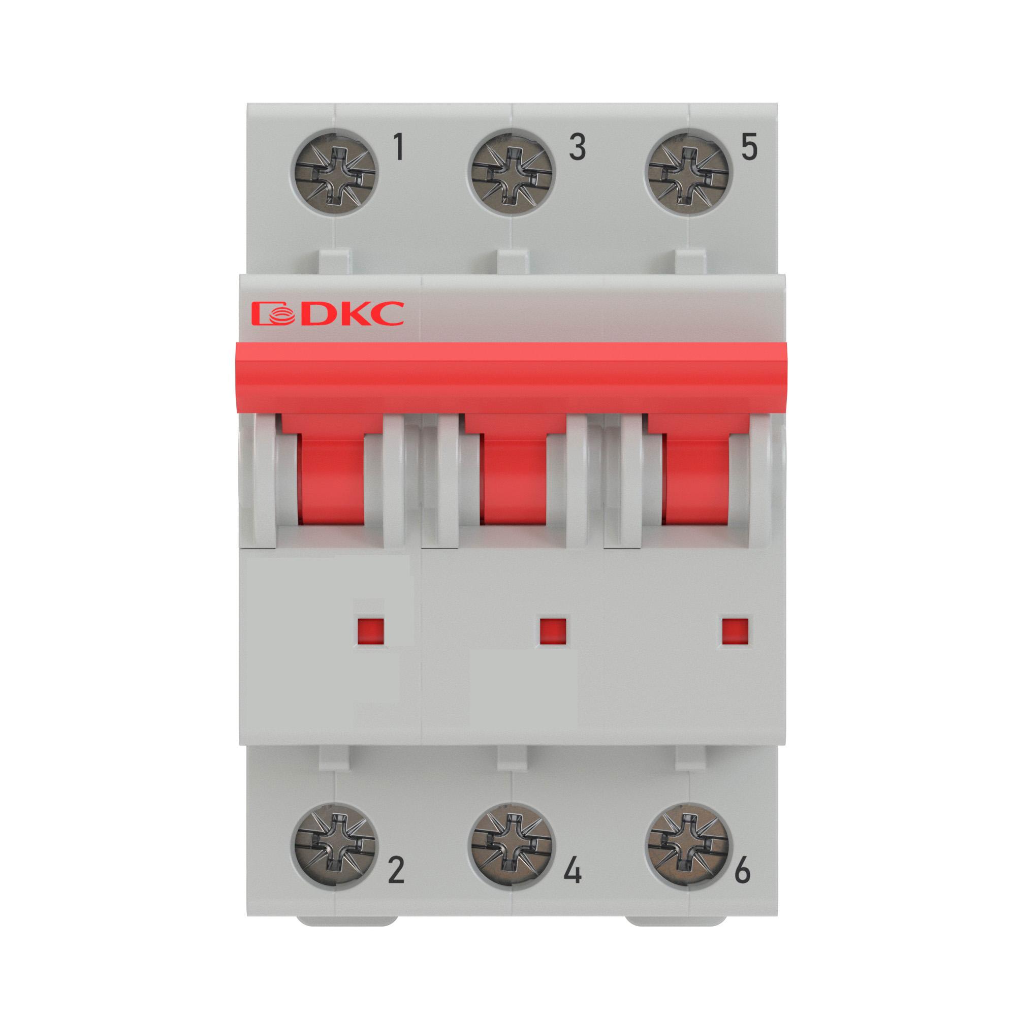 Выключатель автоматический модульный YON MD63 3P 63А C 6kA DKC MD63-3C63-6