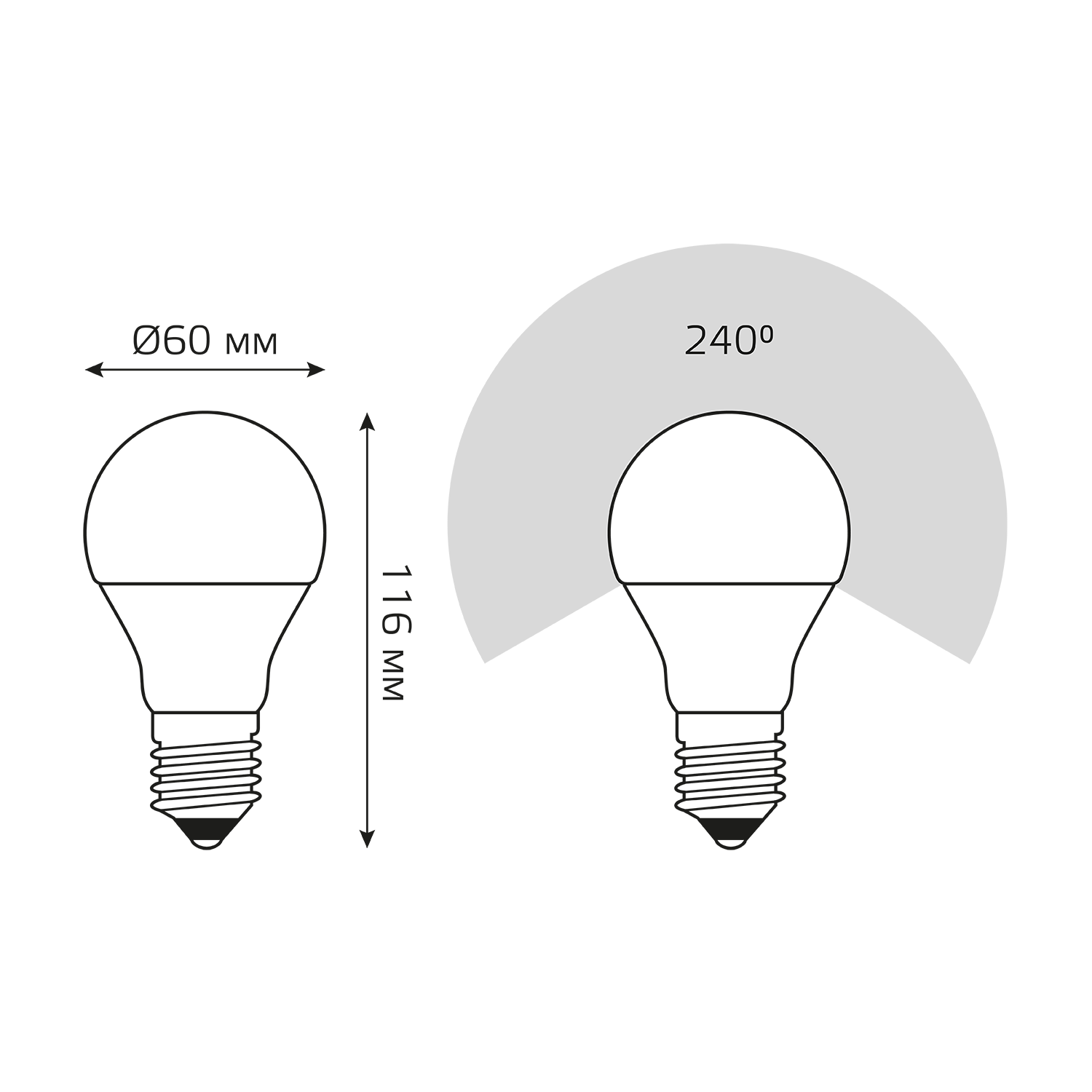 Лампа светодиодная LED 15 Вт 1480 лм 6500К AC180-240В E27 А60 (груша) холодная  Elementary Gauss GAUSS 23235