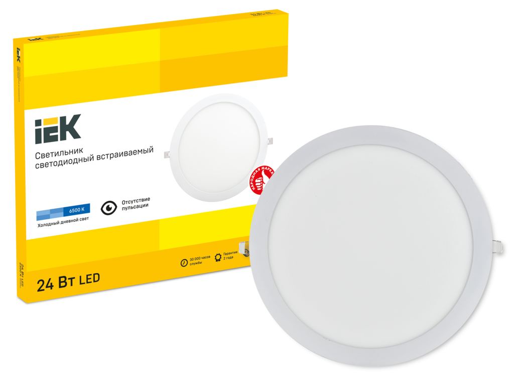 Светильник ДВО 1610 белый, круг LED 24Вт 6500 IP20 IEK LDVO0-1610-1-24-6500-K01