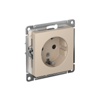 ATLASDESIGN РОЗЕТКА с заземлением со шторками, 16А, механизм, ПЕСОЧНЫЙ Systeme Electric ATN001245