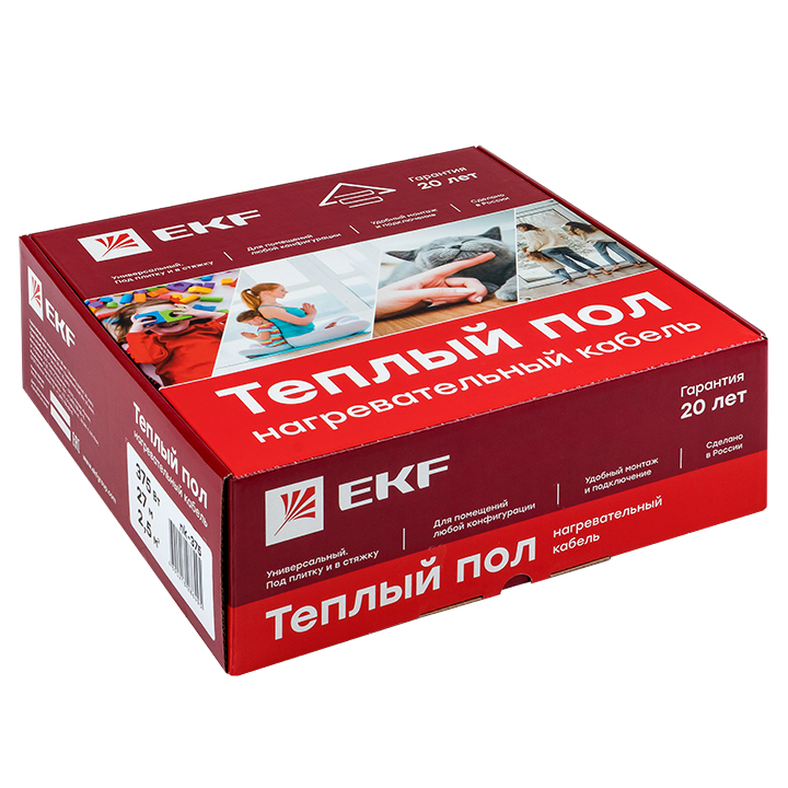 Кабель нагревательный для теплого пола PROxima 1500 Вт 100 м 10.0 м2 EKF nk-1500