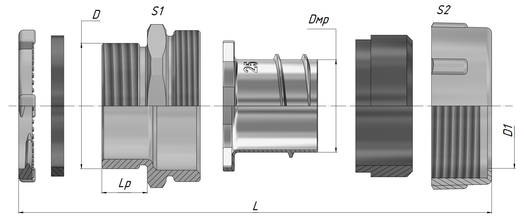Резьбовой крепежный элемент с наружной резьбой РКН-25 У2 IP54 ЗЭТА ЗЭТАРУС zeta40413