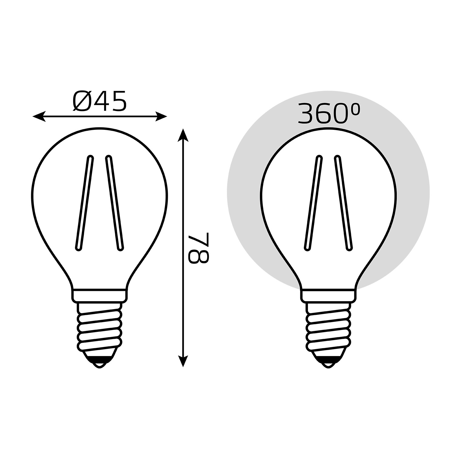 Лампа светодиодная филаментная LED 7 Вт 580 лм 4100К шар P45 нейтральный E14 AC 220В прозрачная колба Black Filament GAUSS 105801207