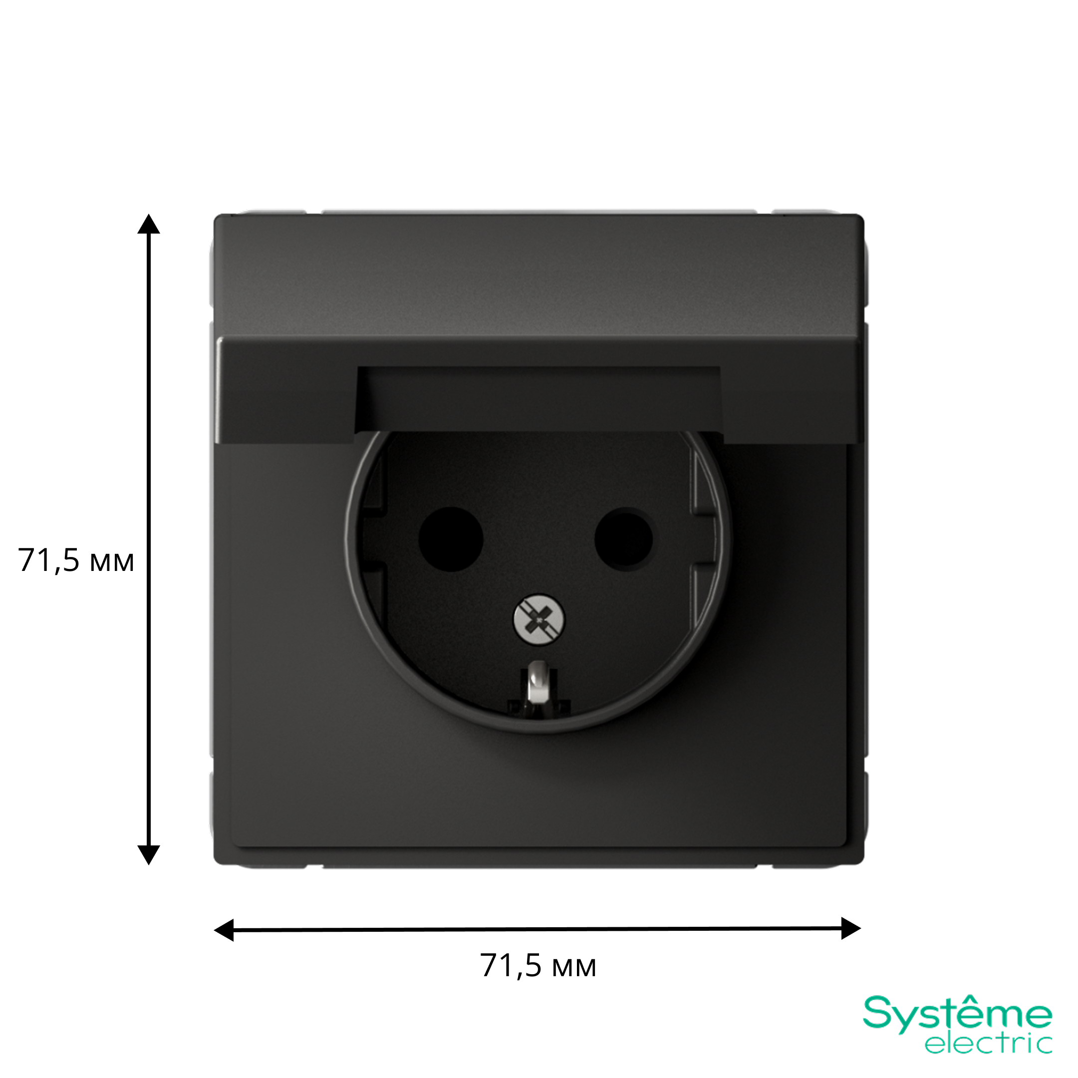 ARTGALLERY розетка с заземл. со шторк. с крышкой, 16А, IP20, механизм, базальт Systeme Electric GAL001446