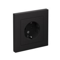 Розетка ATLASDESIGN с заземлением со шторками 16А в сборе карбон Systeme Electric ATN001044