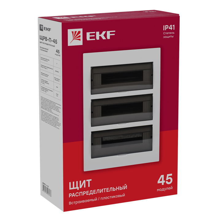 Щит распределительный встраиваемый ЩРв-П-45 IP40 пластиковый EKF pb40-v-45