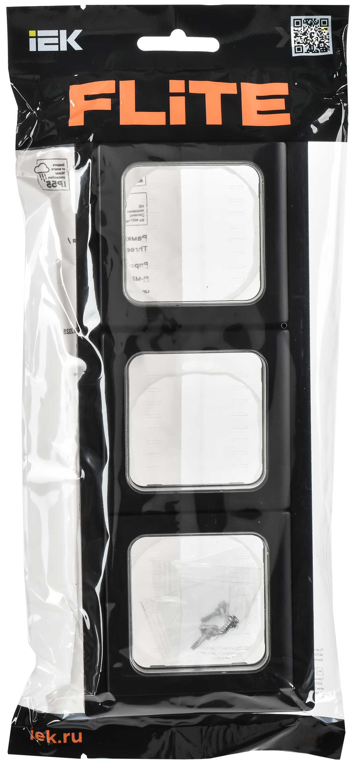 FLITE Рамка 3-местная IP55 Рпро-3-55-ФлЧ черный IEK FI-M30-32-55-K02