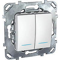 UNICA Переключатель двухклавишный с индикацией в рамку белый Schneider Electric MGU5.0303.18NZD