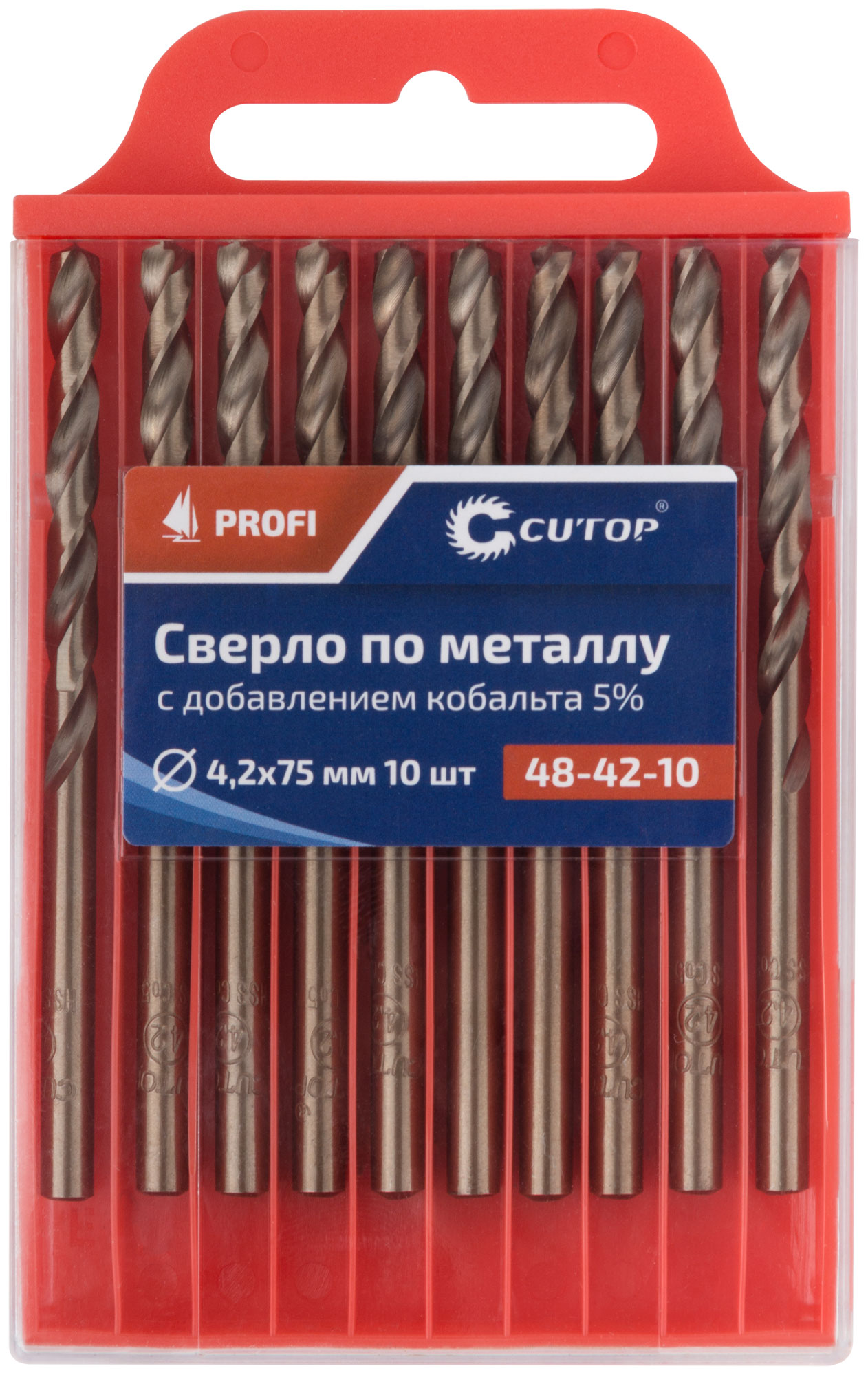 Сверло по металлу Cutop Profi с кобальтом 5%, 4.2X75 мм (10 шт) CUTOP 48-42-10