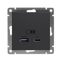 Розетка USB Афина A+С 2.4/4А, механизм  с/у, графит (еврослот) UNIVersal А0059-Gr