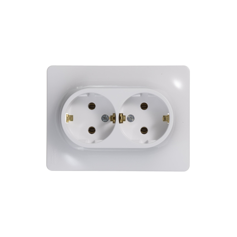 GLOSSA Розетка двойная с заземлением в сборе белая Systeme Electric GSL000124